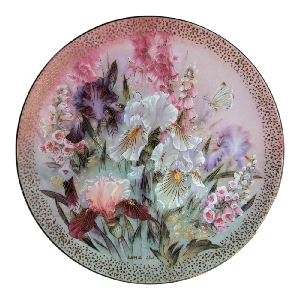 Home Decor - Collector Plate Titled "Iris Quartet" By Artist Lena Liu Beautiful